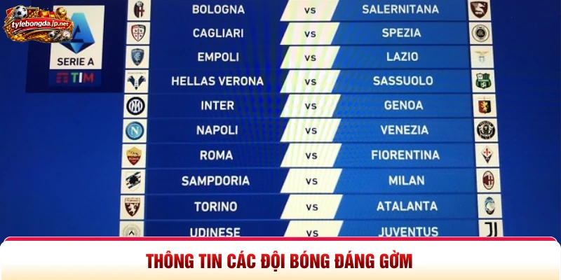 Thông tin các đội bóng đáng gờm